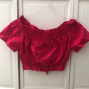Hot Pink Zara Over the Shoulder Cropped Top